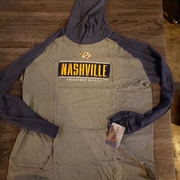 NHL Nashville Predators Gray Lightweight Gray Blue LS Men’s Hoodie Size S New! - Picture 3 of 8